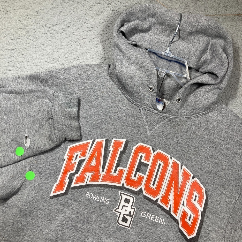 Bowling Green Falcons Hoodie Adult Medium Gray Pullover Sweatshirt FLAWS